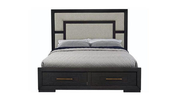 Cama de almacenaje tapizada Bellaire tamaño Queen